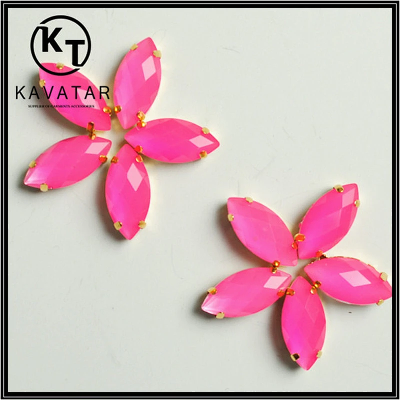 Hot pink horse eye shape rhinestone for drop earring