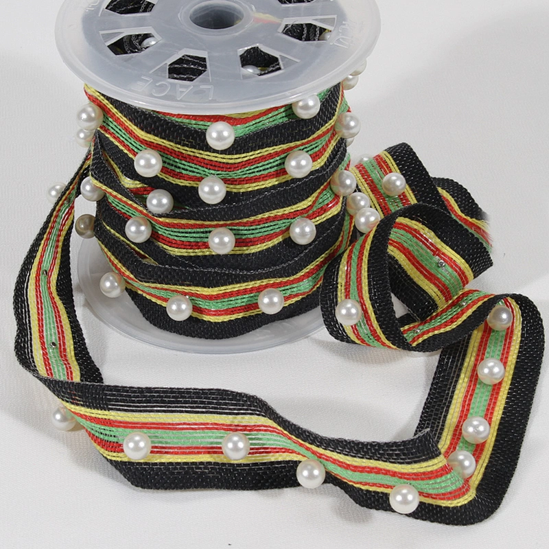 Women clothing decoration pearl beaded ribbon trim wholesale