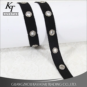Latest design inlay crystal eyelet lace trim for wedding dress