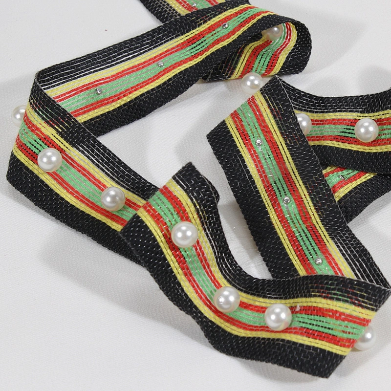 Women clothing decoration pearl beaded ribbon trim wholesale