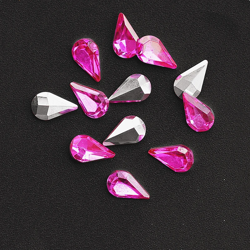 Glass crystal drop shaped 8*13 pointback rhinestones beads in bulk
