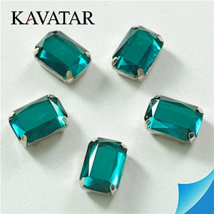 Top Fashion loose accessories octagonal Crystal sew on rhinestone metal claw setting