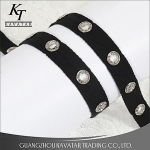 Latest design inlay crystal eyelet lace trim for wedding dress