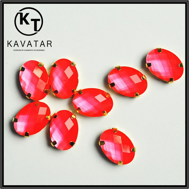 Welcomed neon red crystal rhinestone in oval shape used for jewelry and clothing