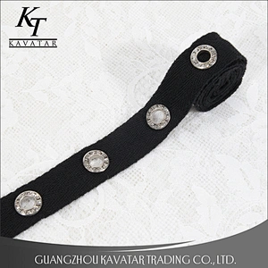 Latest design inlay crystal eyelet lace trim for wedding dress