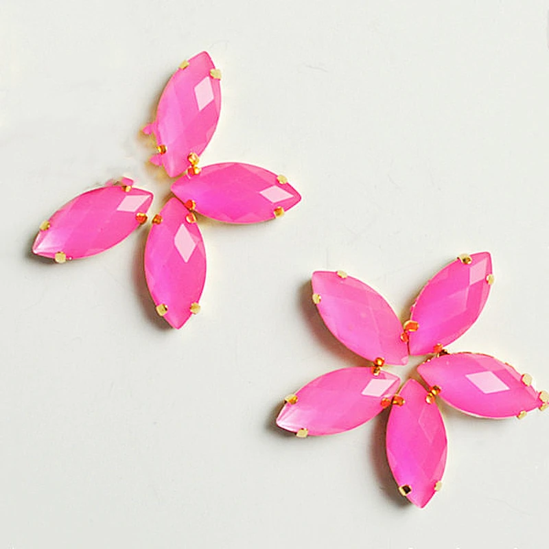 Hot pink horse eye shape rhinestone for drop earring