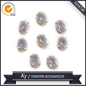 Opal pink oval shape sew on fancy glass rhinestones for jewelry