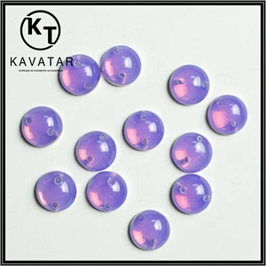 Drilled holes round beads rhinestone in opal purple