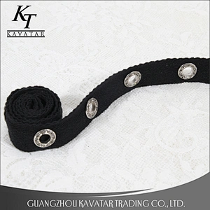Latest design inlay crystal eyelet lace trim for wedding dress