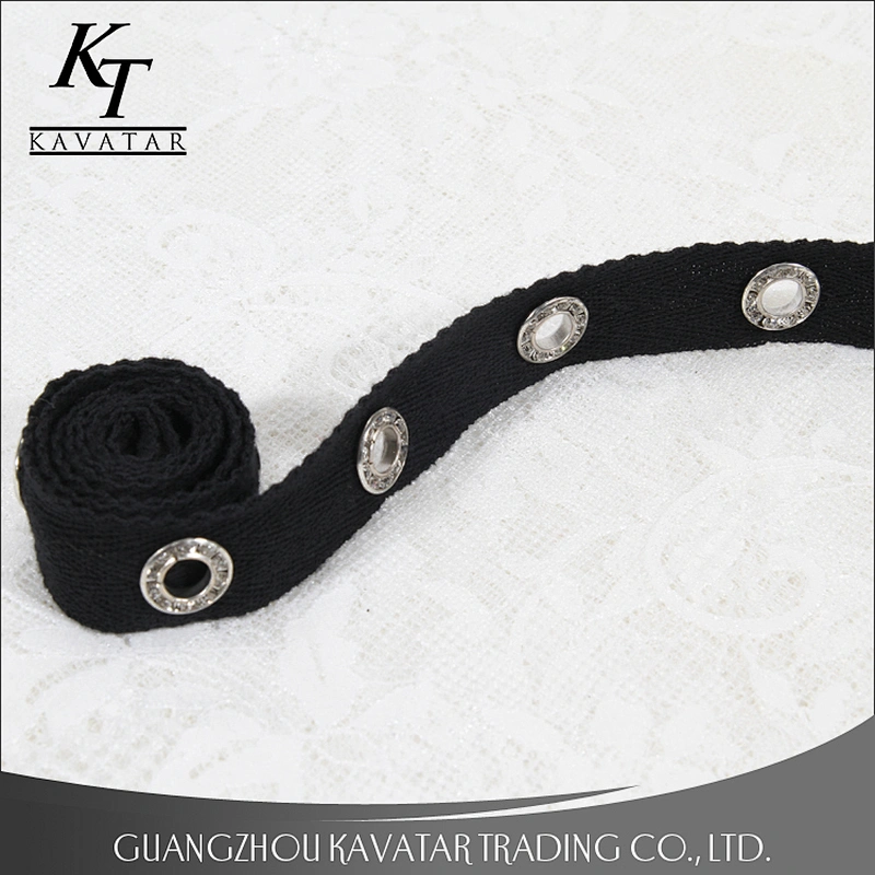Latest design inlay crystal eyelet lace trim for wedding dress