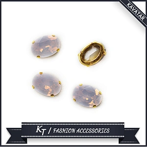 Opal pink oval shape sew on fancy glass rhinestones for jewelry