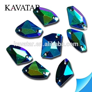 Irregular shape jet ab rhinestone for sew on fabrics