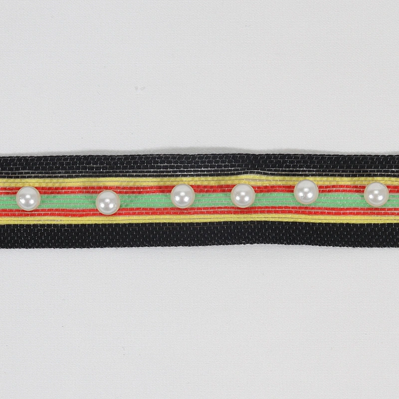 Women clothing decoration pearl beaded ribbon trim wholesale