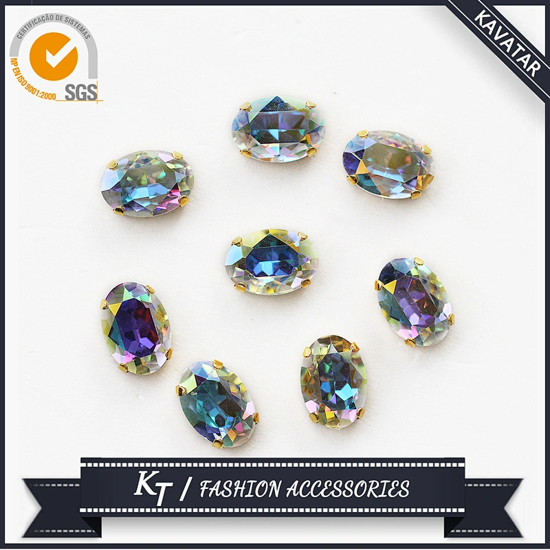 Opal pink oval shape sew on fancy glass rhinestones for jewelry