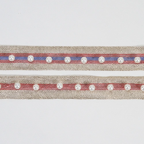 New arrival pearl beaded lace colorful ribbon trim for decoration