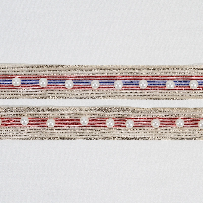 New arrival pearl beaded lace colorful ribbon trim for decoration