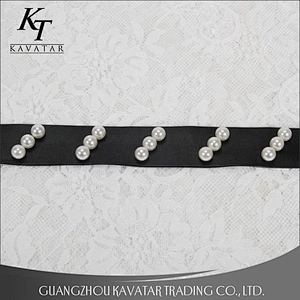 Wholesale High Quality Leather Black Beaded Lace Trim With Pearls For Garments