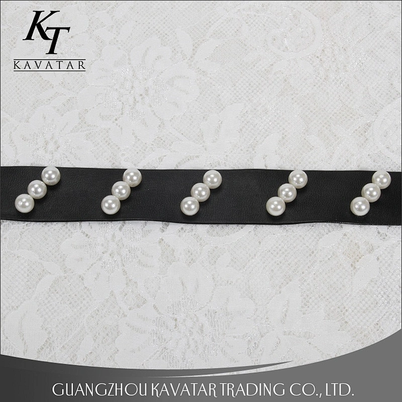 Wholesale High Quality Leather Black Beaded Lace Trim With Pearls For Garments