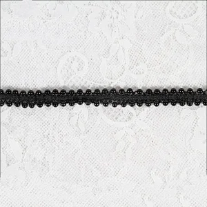 New design both sides black beaded trim,weave beaded lace tape decorative for garment