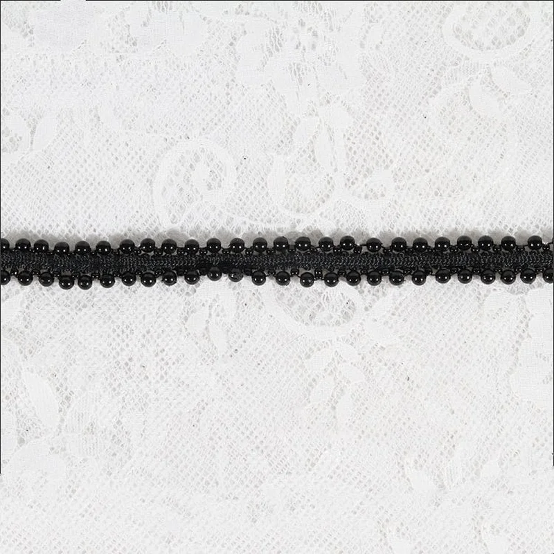 New design both sides black beaded trim,weave beaded lace tape decorative for garment