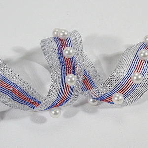 New arrival pearl beaded lace colorful ribbon trim for decoration