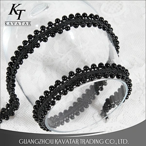 New design both sides black beaded trim,weave beaded lace tape decorative for garment