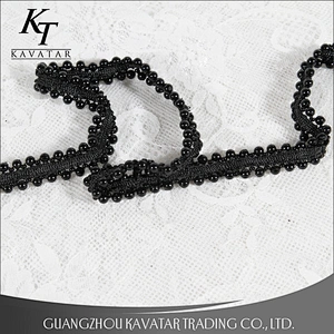New design both sides black beaded trim,weave beaded lace tape decorative for garment