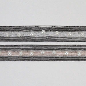 New arrival pearl beaded lace colorful ribbon trim for decoration