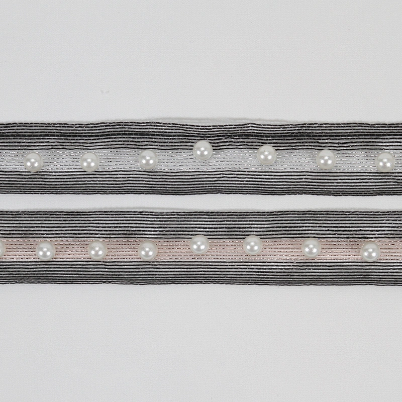 New arrival pearl beaded lace colorful ribbon trim for decoration