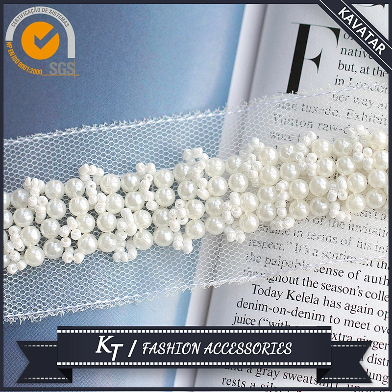 Top quality handmade decoration with white pearl bead for bridal dress