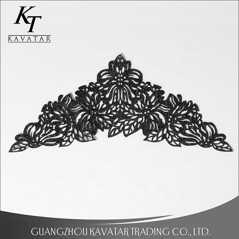 Laser technique leather material hot fix shimmering applique for fabric embellishment
