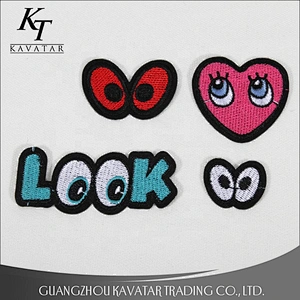 Kavatar Heart Eye Shape Custom Mini Patches Chenille For Garment