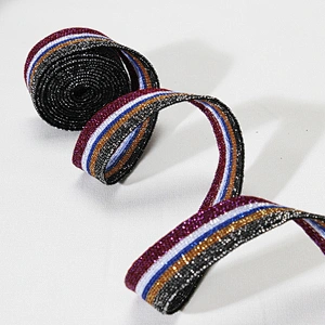 Trendy Black Six Strips Knit Rib Trim Ribbon for Garments