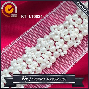 Top quality handmade decoration with white pearl bead for bridal dress
