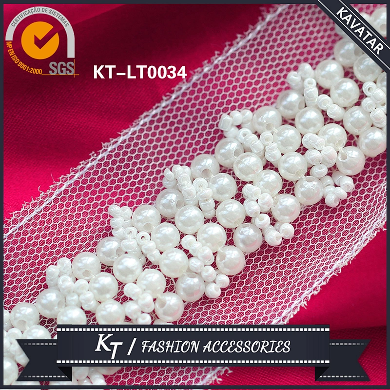 Top quality handmade decoration with white pearl bead for bridal dress