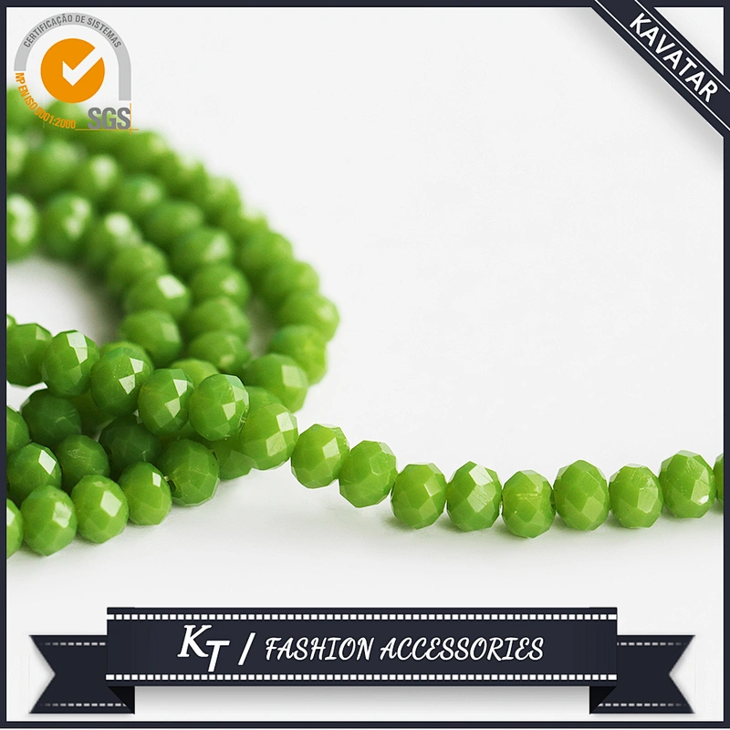 Imitation jade color glass rondelle faceted beads