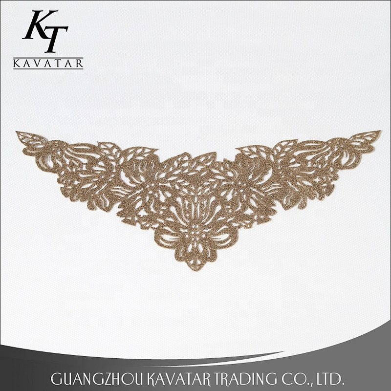 Laser technique leather material hot fix shimmering applique for fabric embellishment