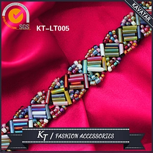 Year or Roster New Fashionable Beads Lace Trim Sew on for Women Dress Decoration