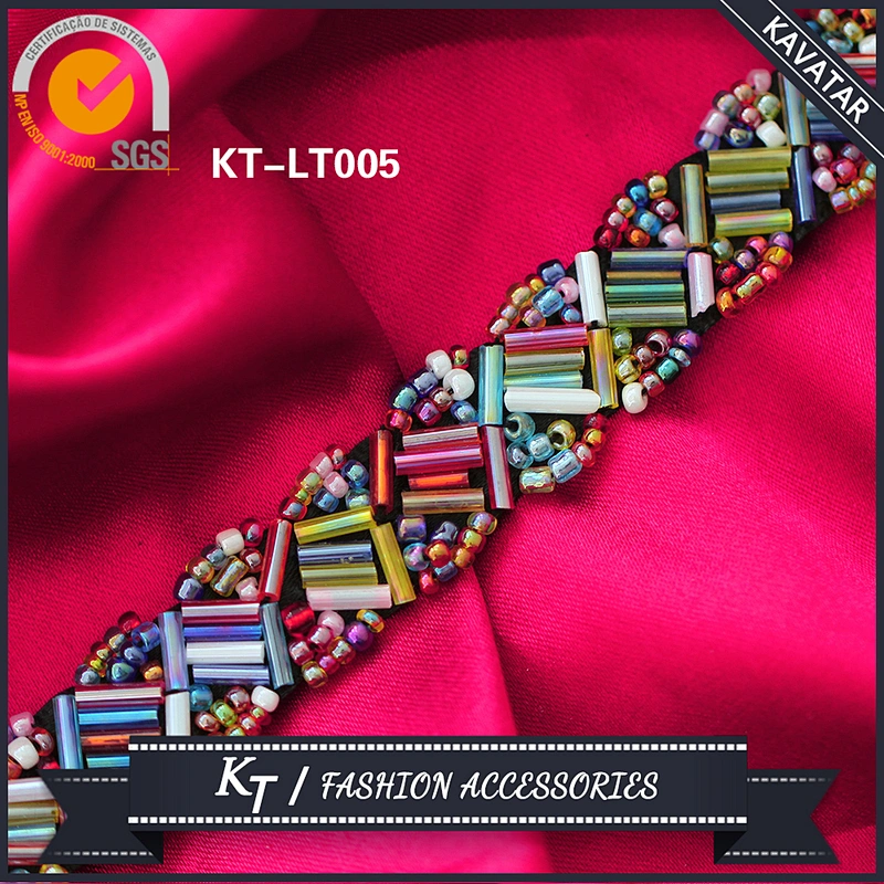 Year or Roster New Fashionable Beads Lace Trim Sew on for Women Dress Decoration