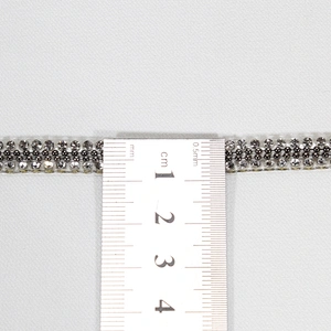 Rhinestone Beaded Hot Fix Transfer Lace Trim Ribbon with Two Metal Chains
