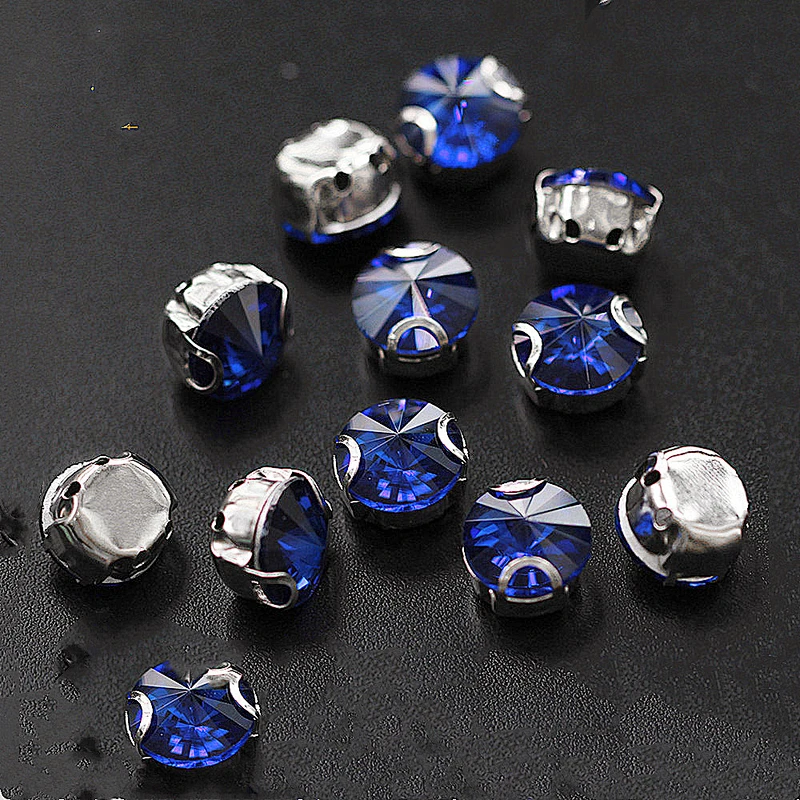 sapphire color sew on rivoli acrylic stone