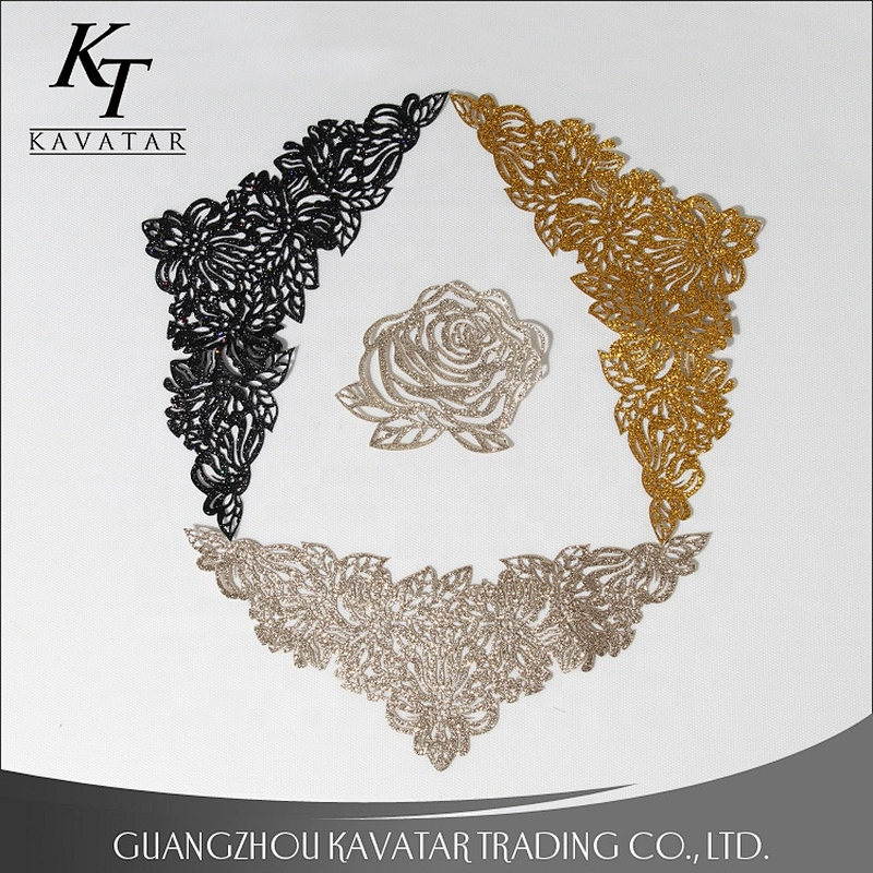 Laser technique leather material hot fix shimmering applique for fabric embellishment