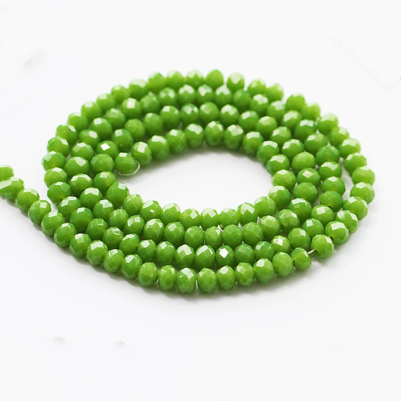 Imitation jade color glass rondelle faceted beads