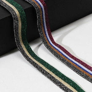 Trendy Black Six Strips Knit Rib Trim Ribbon for Garments
