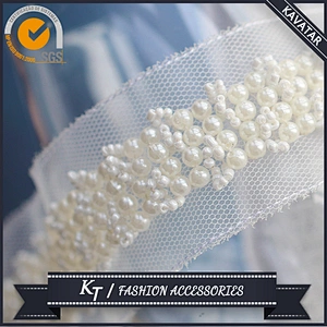 Top quality handmade decoration with white pearl bead for bridal dress