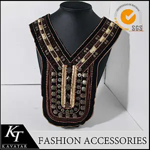 Hot sell top quality nation neck trim design applique embroidery for garment