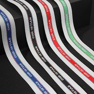 Wholesale Custom Strip Printed Letter Pattern Rib Ribbon Lace Trim for Garments