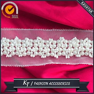 Top quality handmade decoration with white pearl bead for bridal dress
