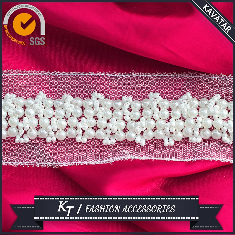Top quality handmade decoration with white pearl bead for bridal dress