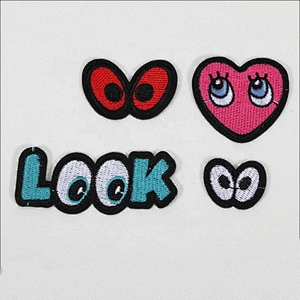 Kavatar Heart Eye Shape Custom Mini Patches Chenille For Garment